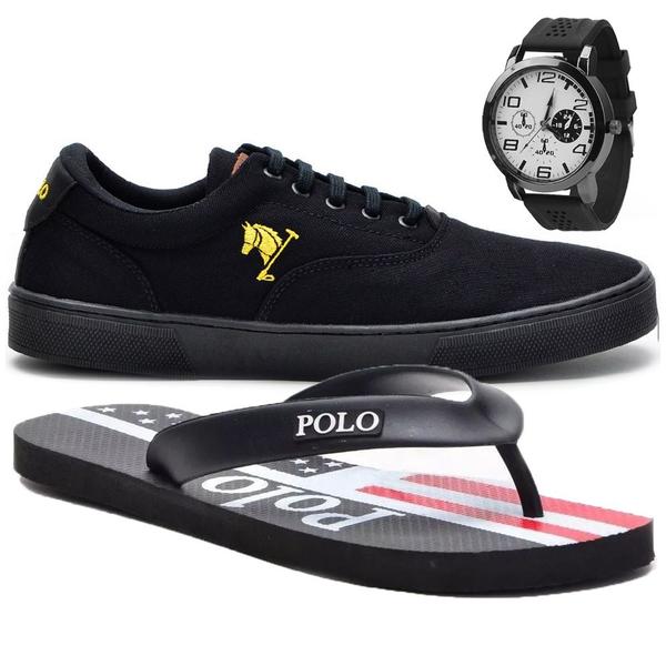 Tênis Masculino Polo Joy C/ Relógio e Chinelo