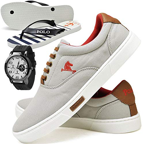 Tênis Masculino Polo Joy C/Relógio e Chinelo