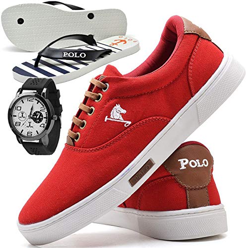 Tênis Masculino Polo Joy C/Relógio e Chinelo