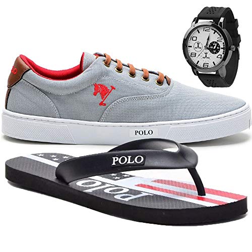 Tênis Masculino Polo Joy C/Relógio e Chinelo