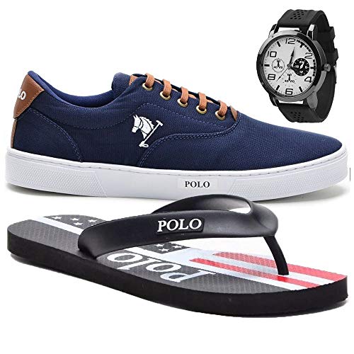 Tênis Masculino Polo Joy C/Relógio e Chinelo