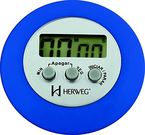 Timer Cronômetro Digital Alarme Sonoro Imã de Fixação e Adaptador para Ficar Sobre Mesa Herweg Azul