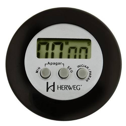 Timer Herweg 3303 034 Contagem Regressiva Alarme Sonoro Preto