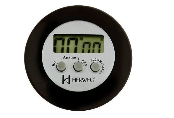 Timer Herweg 3308 034 Contagem Regressiva Alarme Sonoro Preto