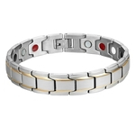Titanium pulseira de a?o Homens Mulheres Moda de titanio Magnetic Therapy pulseira de dois tons ajust¨¢vel