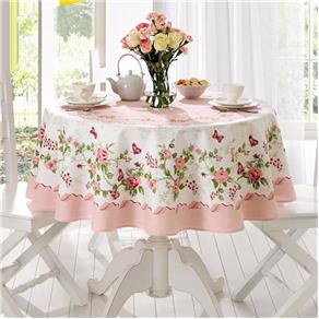 Toalha de Mesa 4 Lugares Redonda 155cm Rose - Lepper