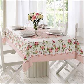 Toalha de Mesa 6 Lugares Retangular 140 X 220cm Rose - Lepper