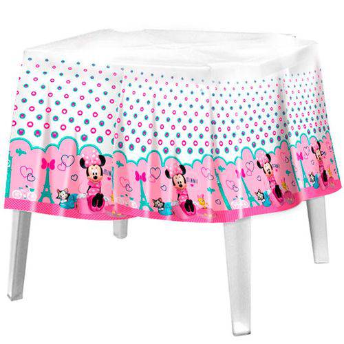 Toalha de Mesa Descartável Minnie Rosa