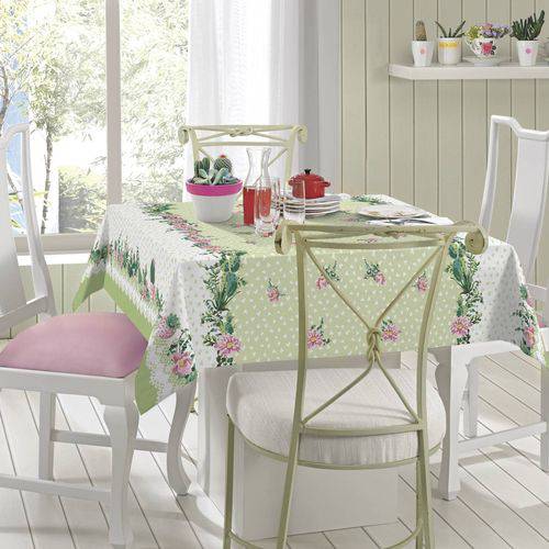 Toalha de Mesa Estampada 140cmx220cm Felicia Lepper Verde Claro