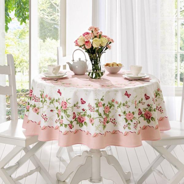 Toalha de Mesa Estampada 155cmx155cm Rose Lepper Rosa