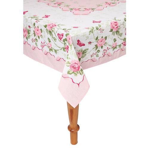 Toalha de Mesa Lepper Retangular Rose 140x220cm Rosa/Branca