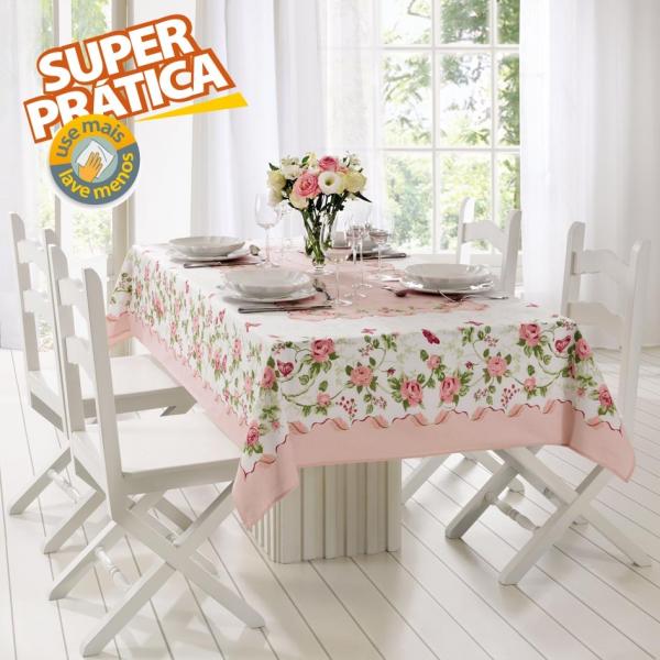 Toalha de Mesa Retangular 6 Lugares Rose - Lepper