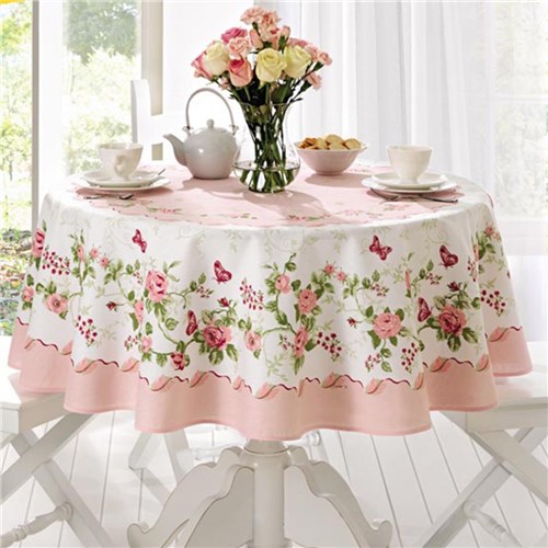 Toalha de Mesa Rose Redonda 155Cm Rosa Lepper