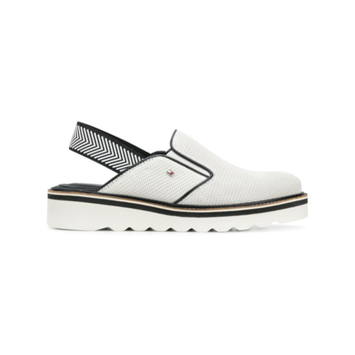 Tommy Hilfiger Sapato de Couro com Abertura Traseira - Branco