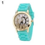 Torre Eiffel Design Relógio De Pulso Lady Casual Silicone Strap Quartz Wrist Watch