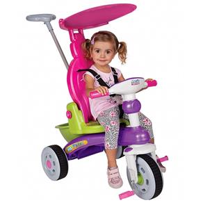 Triciclo Infantil Fit Trike Rosa com Haste e Sons 3339 Magic Toys