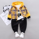 Bebés Meninos da manta Hoodie Jacket shirt com padrão de decoração cor sólida Calças com Ankle Amarrado