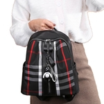 Mulher Moda Nylon Plaid Pattern All-jogo Casual Viagem Backpack