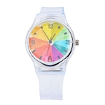 HAO Mulheres Quartz moda Doce Assista à moda simples transparente relógio de pulso banda Student Meninas Relógio de pulso Wristwatch