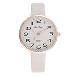 Simples Lady Quartz Assista PU Leather Strap Big mostrador analógico relógio de pulso Casual