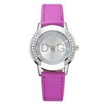 Two-Side Diamante Shell Correia de couro Ladies Watch Pd401 Casual Moda relógios