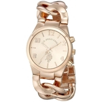 U.S. Polo Assn. cor Rose Gold-Tone Relógio Feminino com Pulseira metálica original