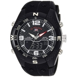 U.S. Polo Assn. Relógio de quartzo analógico masculino com pulseira de borracha, preto, 26 (modelo: US9660)