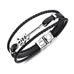 Único aço inoxidável Guitarra pulseiras personalizado Logo Pulseira de couro para homens Corda Bangle bonito