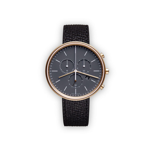 Uniform Wares Relógio 'M40 Chronograph' de Couro e Aço Inoxidável - Preto