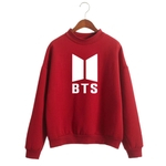 Unisex BTS Letras de impressão Rodada velo Collar Sweater Forro confortável shirt