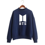 Unisex BTS Letras de impressão Rodada velo Collar Sweater Forro confortável shirt