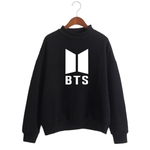 Unisex BTS Letras de impressão Rodada velo Collar Sweater Forro confortável shirt