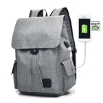 Unisex Canvas Grande Capacidade Bolsa Escola Elegante Viagem Exterior Mochila com USB externo