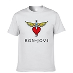 Unisex Casual Rock Style Bon Jovi Cartas Padrão T-shirt Cotton Pure