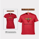 Unisex Casual Rock Style Bon Jovi Cartas Padrão T-shirt Cotton Pure