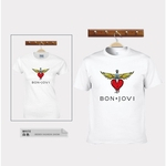 Unisex Casual Rock Style Bon Jovi Cartas Padrão T-shirt Cotton Pure