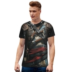 Unisex Fresco Casual 3d Digital Impresso Em Torno Do Pescoço De Algodão T-shirt