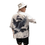 Unisex Janpanes Kimono Estilo Pára-Águia de impressão chinesas estilo retro Robes Casal solto fina shirt
