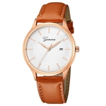 Niceday Unisex Luxo Concise clássico relógio de quartzo com calendário Leather Strap relógio de pulso