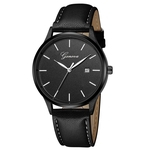 TS Unisex Luxo Concise clássico relógio de quartzo com calendário Leather Strap relógio de pulso