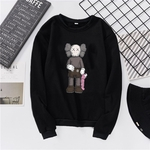 Unisex Moda Casual Kaws Sleeved Longos Blusas Plush Quente Tops Gola Redonda Hoodies