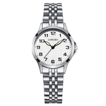 Unisex simples relógio de quartzo Stainless Steel Watchband Casal clássico relógio de pulso de Negócios