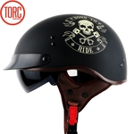 Unisex Vintage Motorcycle Helmet Retro Scooter meio capacete com Built-in Lente Visor