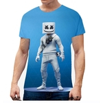 Unisex Vivid Moda padrão de cor 3D DJ marshmello solto Curto Casual Sleeve T-shirt