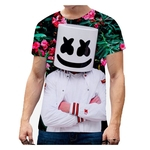 Unisex Vivid Moda padrão de cor 3D DJ marshmello solto Curto Casual Sleeve T-shirt