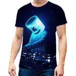 Unisex Vivid Moda padrão de cor 3D DJ marshmello solto Curto Casual Sleeve T-shirt