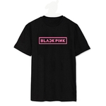 T-shirt Unissex moda Letters BlackPink Impressão Casual T-shirt respirável