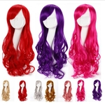 Universal colored long curly hair Halloween 80cm chemical fiber high temperature silk fake head set dance party role playing wig