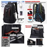 US 50L Homens Mulheres USB Backpack Sports Camping Daypack Mochila impermeável ao ar livre