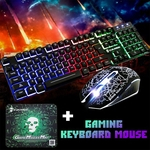 USB Escritório do arco-íris retroiluminação do teclado Mouse Set mecânico para PC laptop desktop Gaming elegante ergonômico Combo